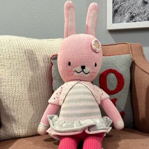 🌸 Cuddle + Kind Chloe Pink Bunny – 20” Hand-Knit Plush 🌸